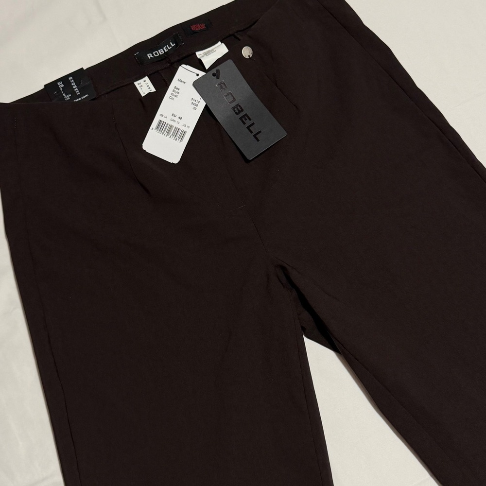 Robell Marie Slim Fit Trousers Brown Pull On Stretch Pants Womens Size US 10 NEW